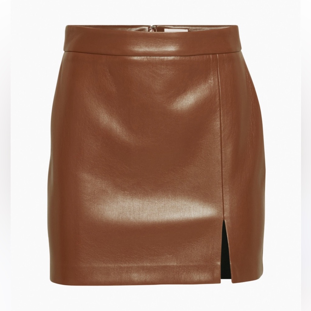 Aritzia Wilfred Brown Leather Mini Skirt